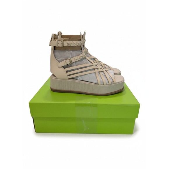 Sam Edelman Nicki Strappy Platform Wedge Sandals Women's 11 M Beige Ankle Zip - Picture 6 of 8